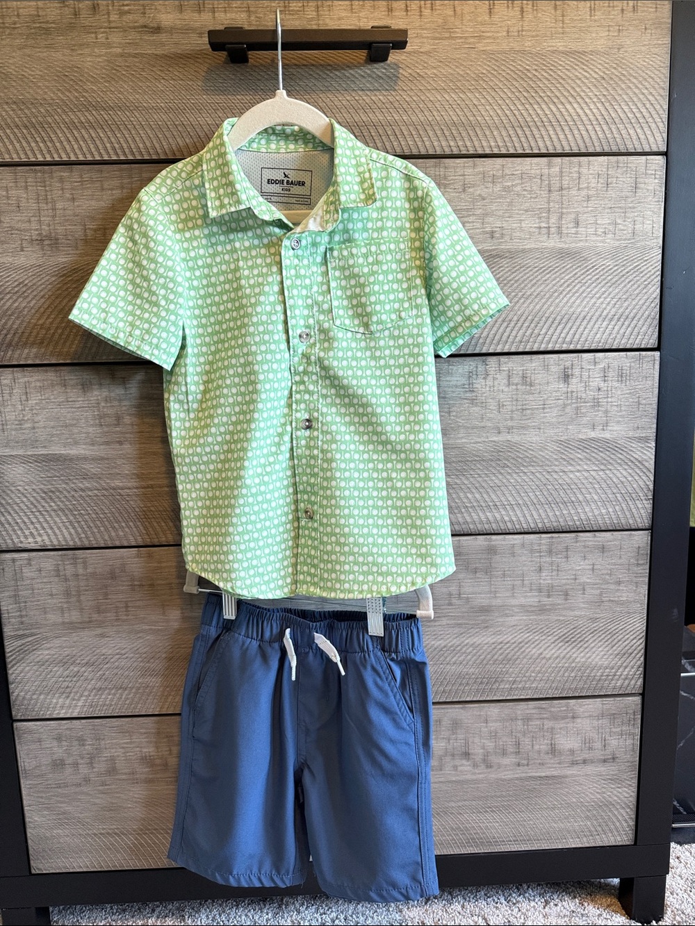 Eddie Bauer Golf Geo-Print Short Sleeve Button Shirt w/ Shorts